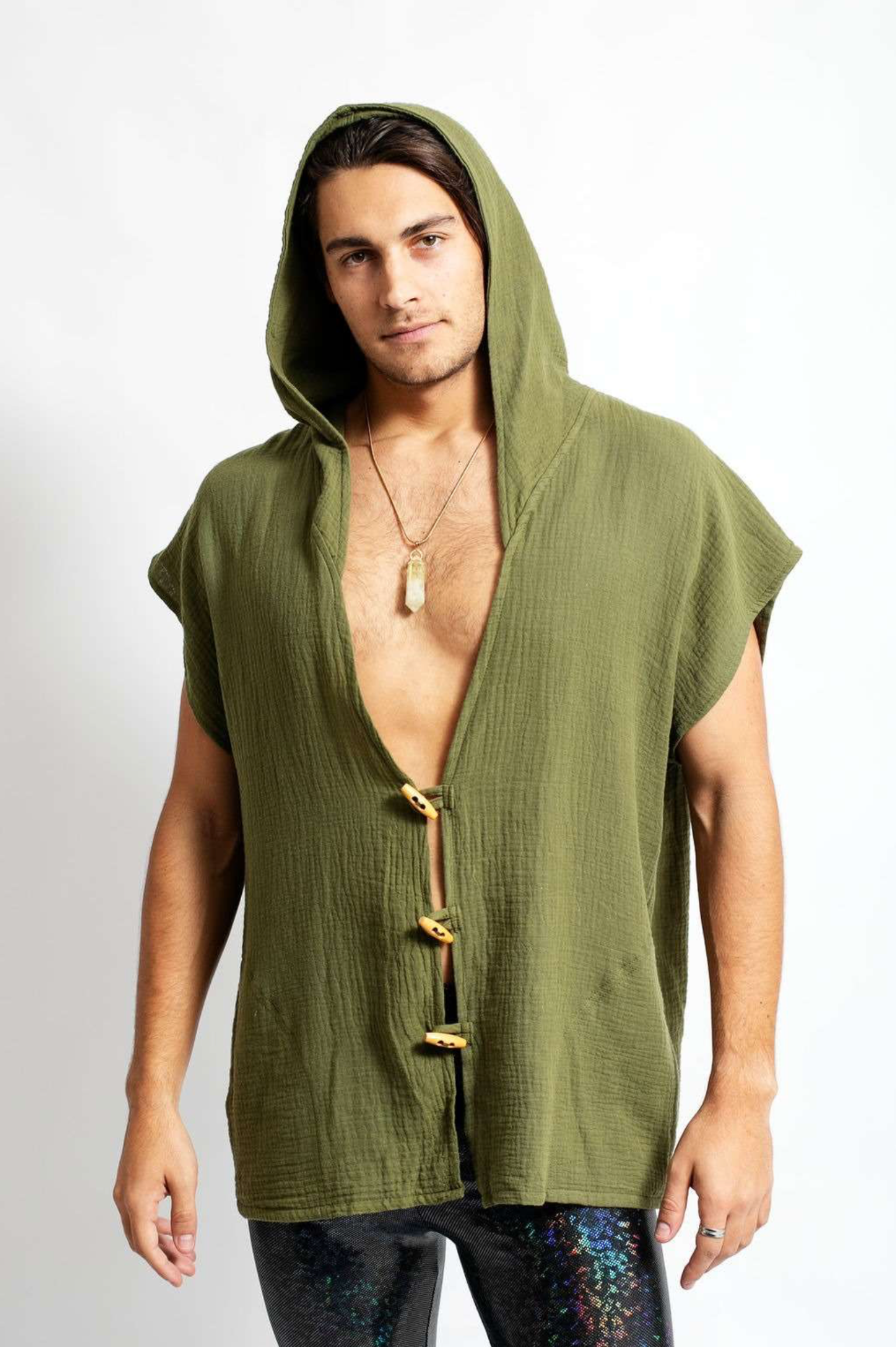 Olive Pangea Hooded Top