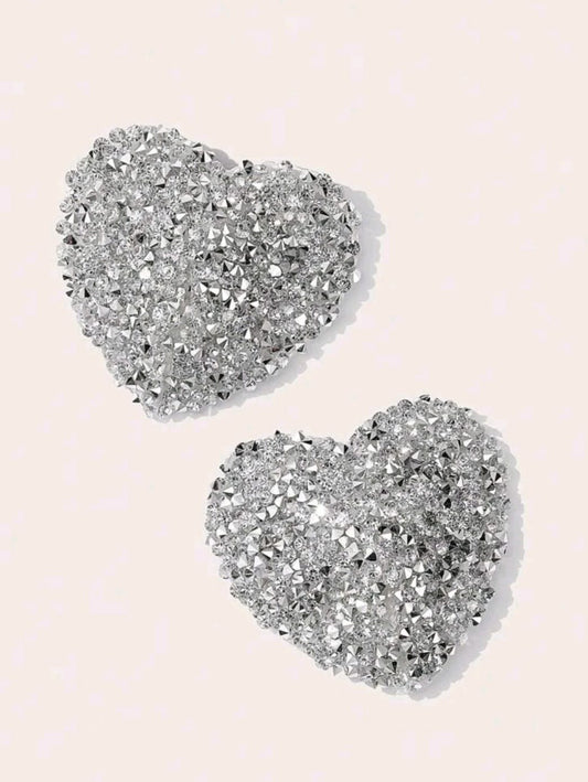 Silver Diamanté Heart Pasties