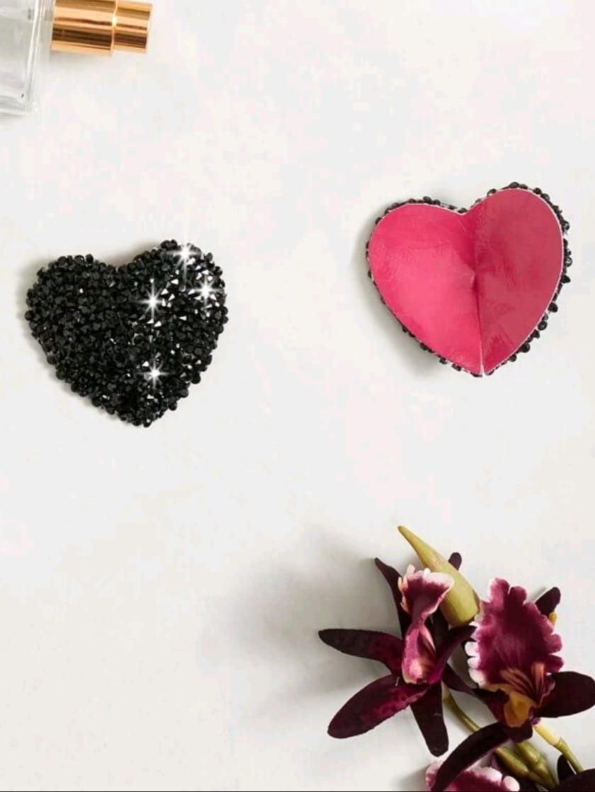 Black Diamanté  Heart Pasties