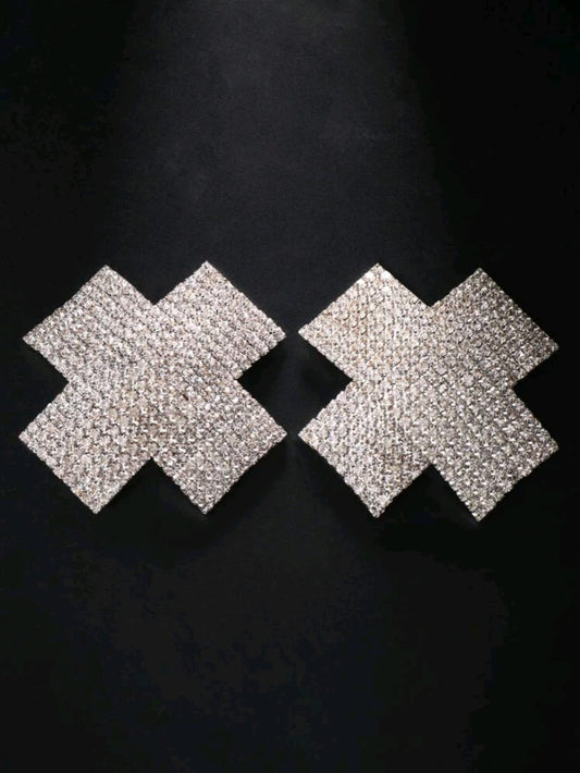 Silver Diamanté Cross Pasties