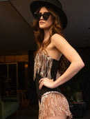 Bronze Black Shimmy Bodysuit