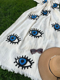 Blue Evil Eye Bamboo Sarong
