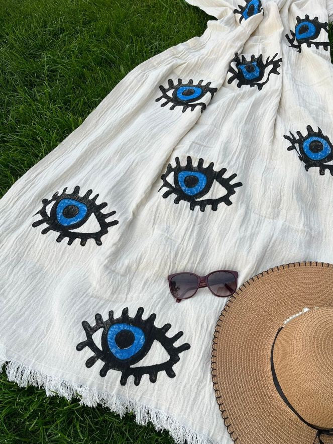 Blue Evil Eye Bamboo Sarong