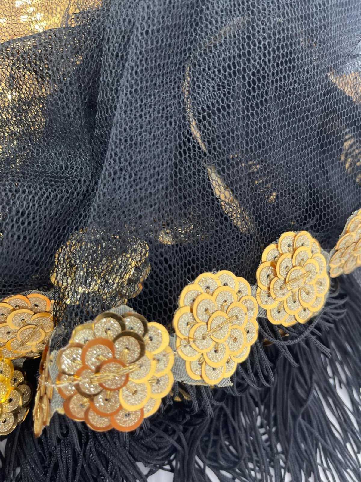Gold Mesura Black Mesh Kimono