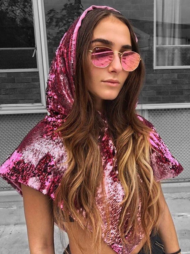 Pink Sequins Hood