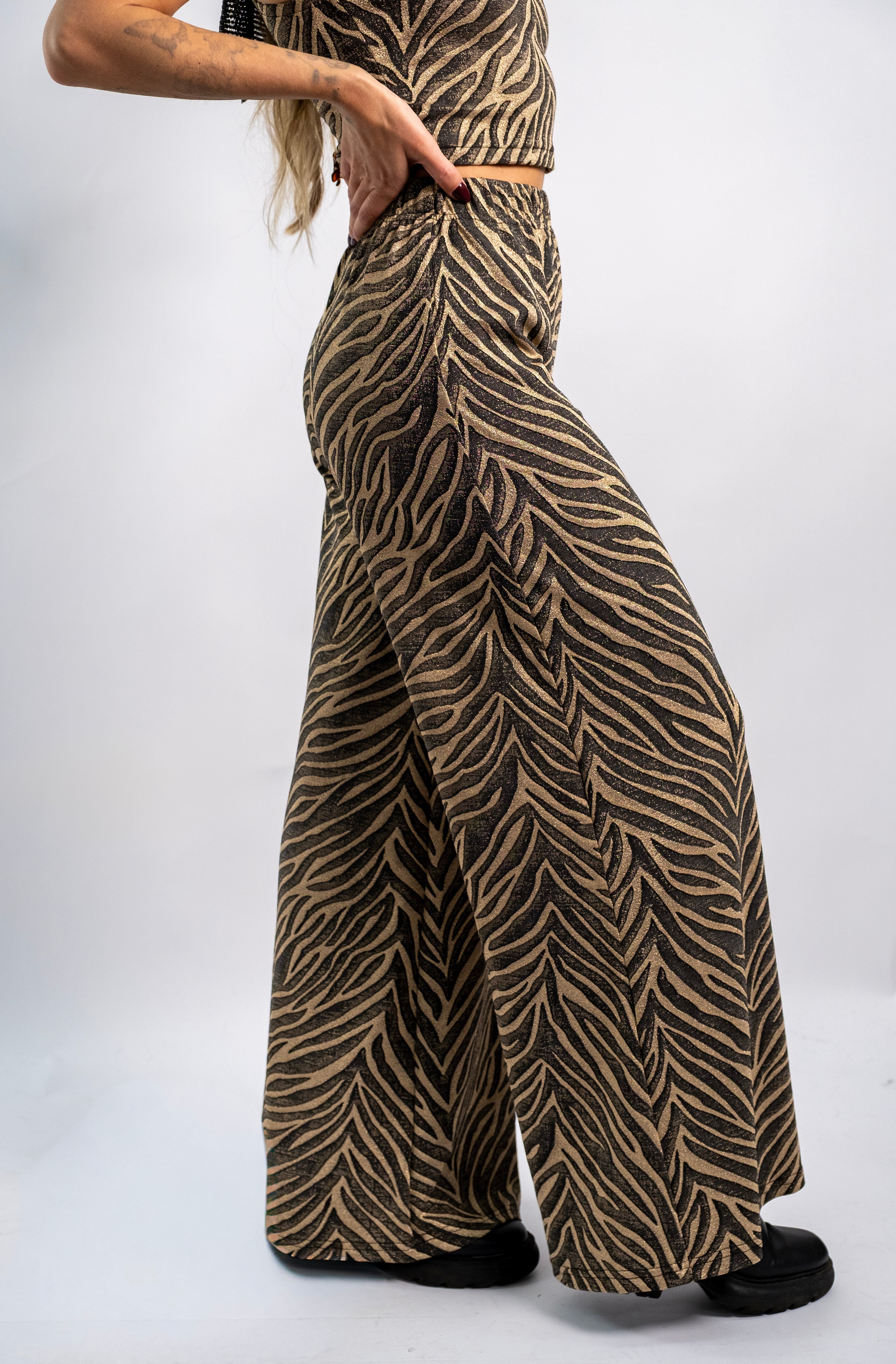 Bronze Tiger Flare Pants