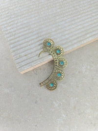 Turquoise Circular Gold Ear Cuff