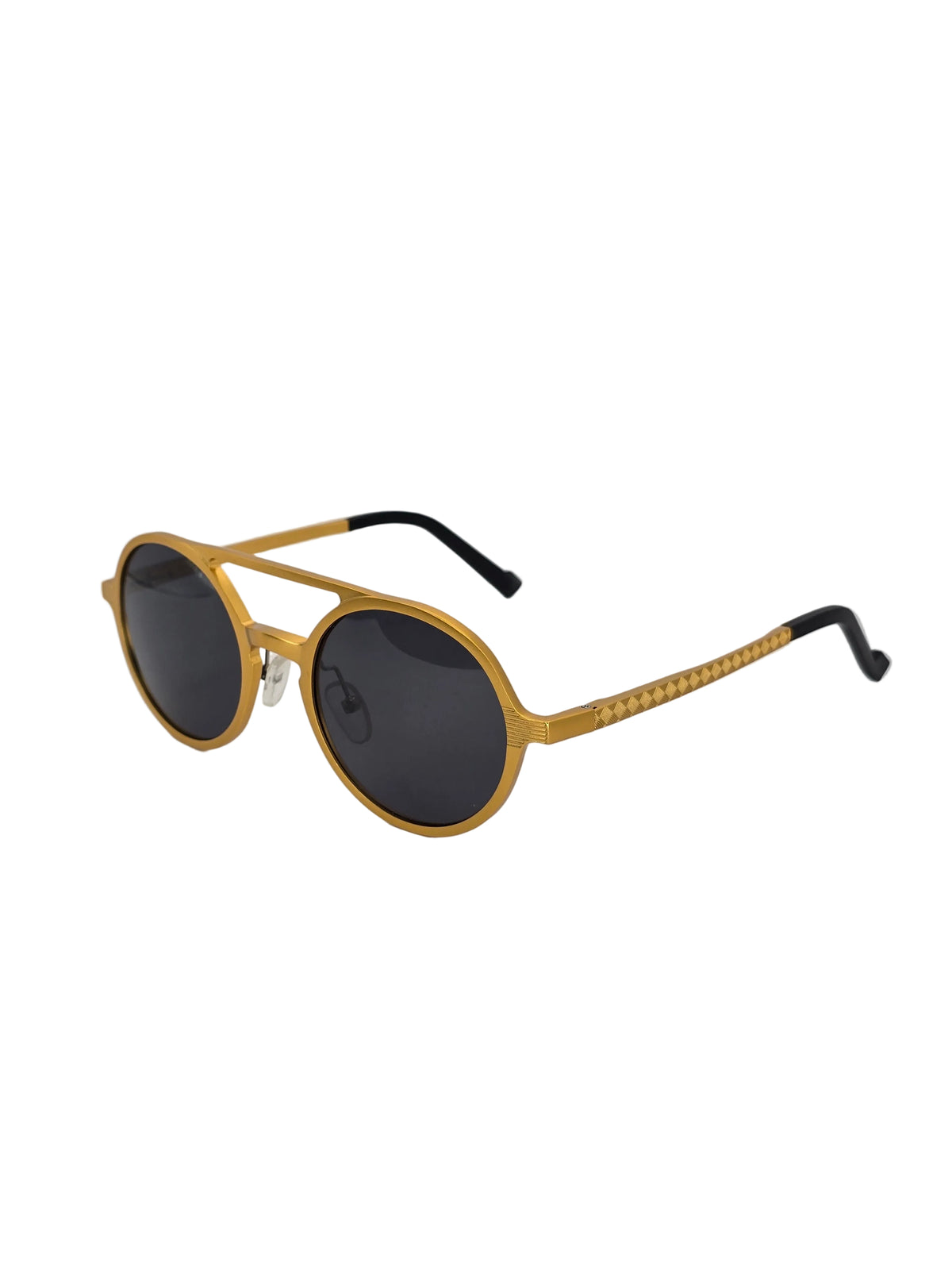 Gold Round Frame Black Lenses
