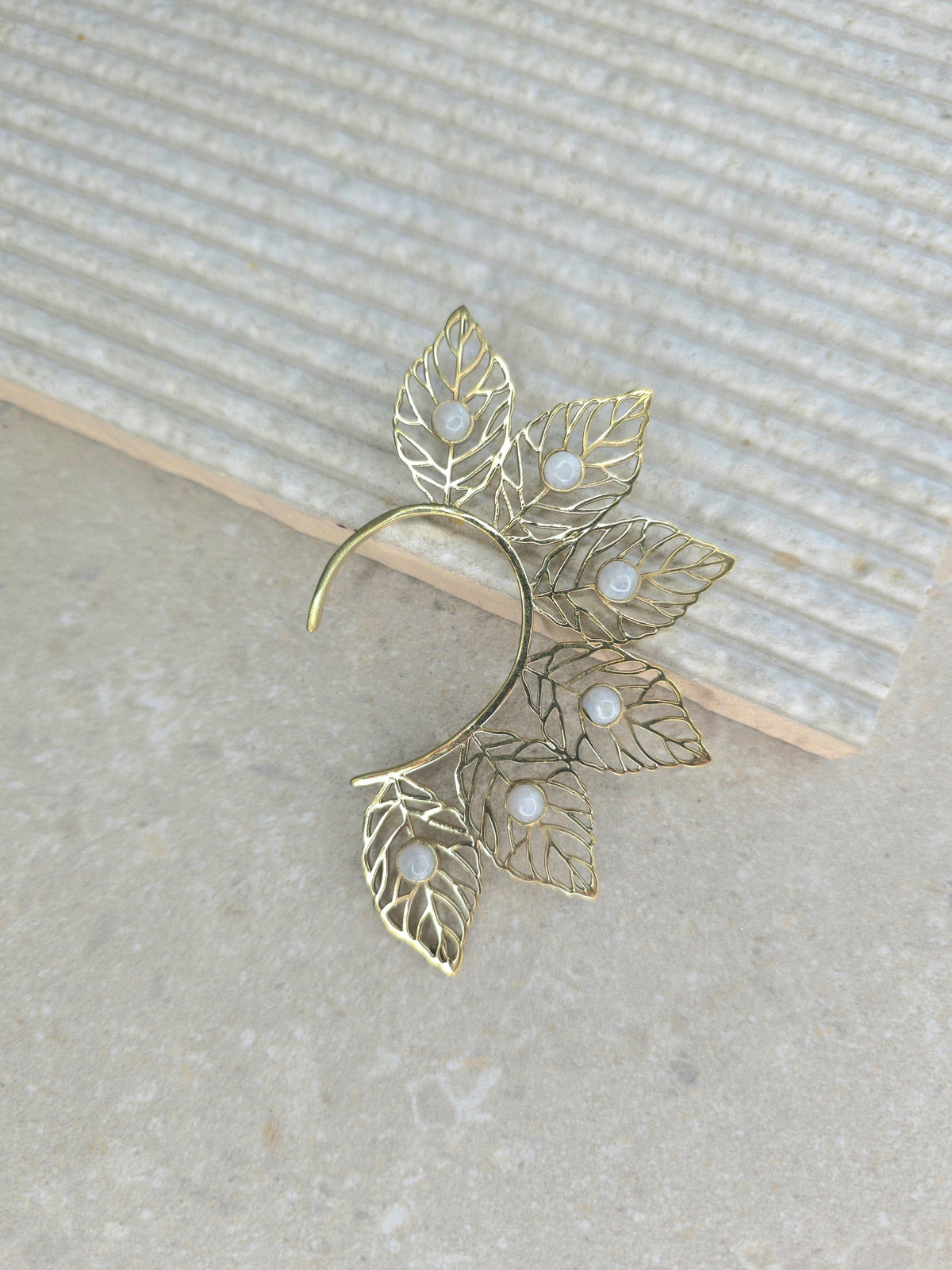 Gold Leaf Quartz Ear Cuff