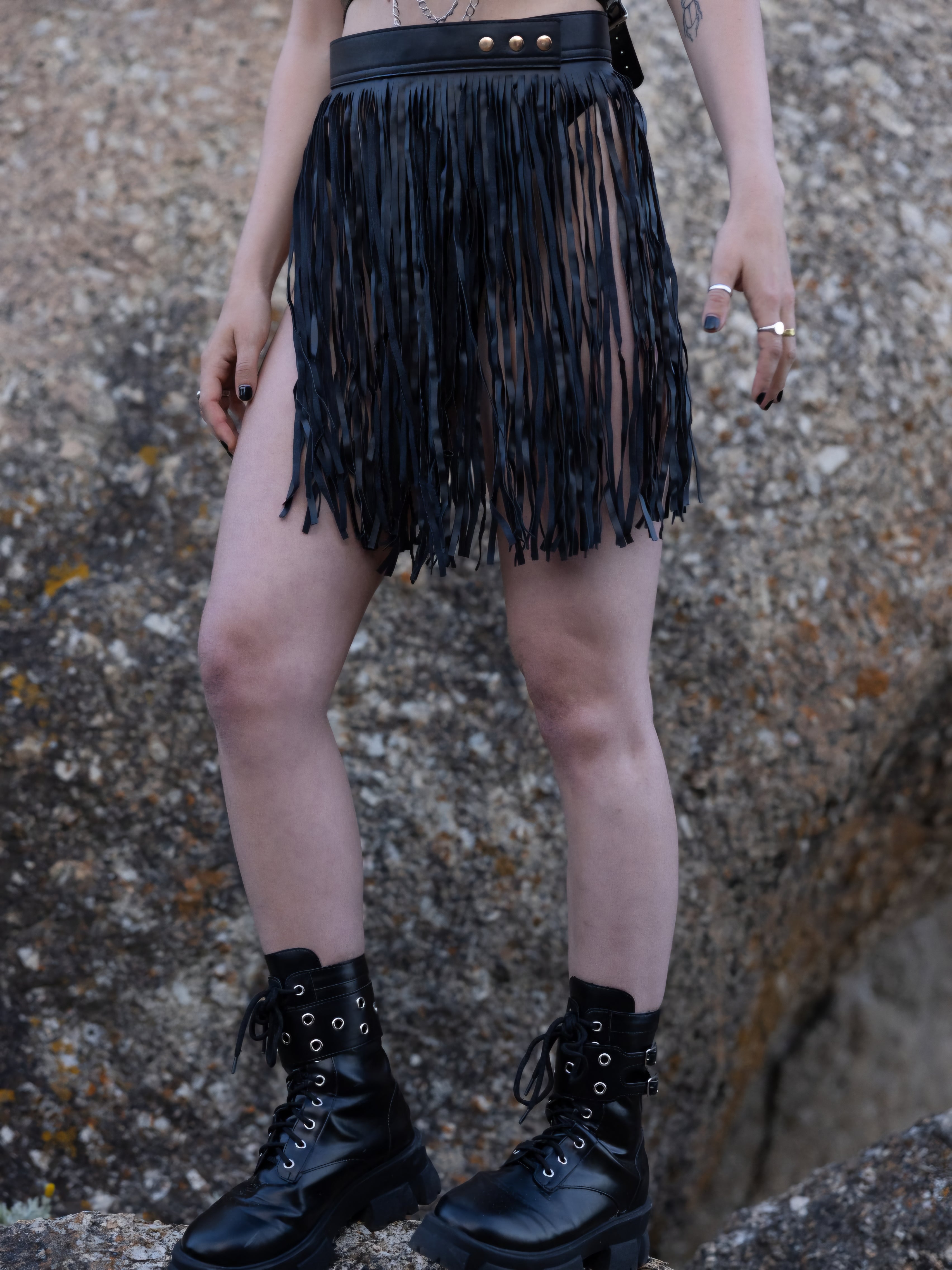 Leather Fringe Skirt