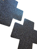 Black Glitter Cross Pasties