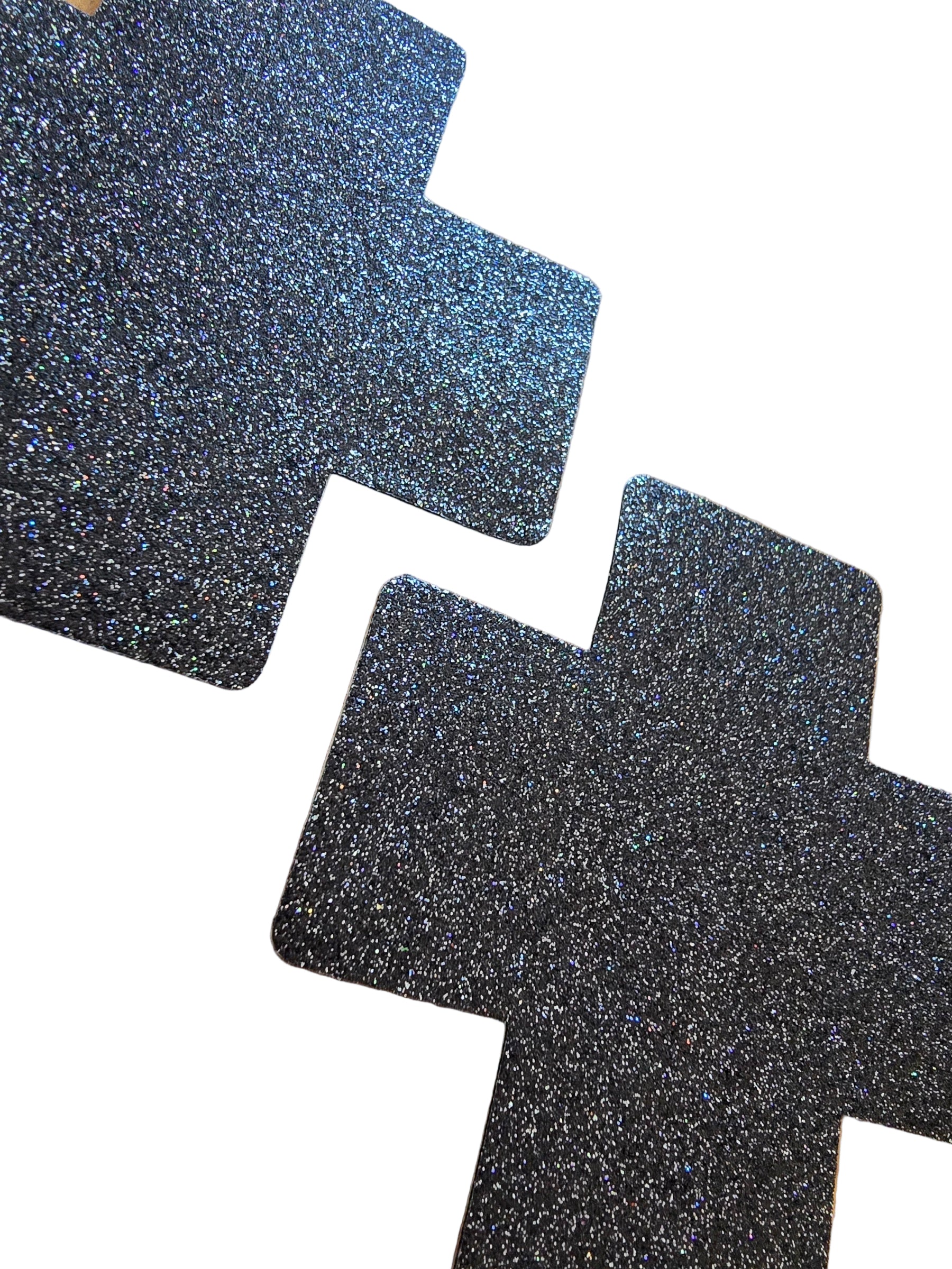 Black Glitter Cross Pasties