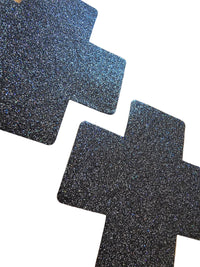 Black Glitter Cross Pasties