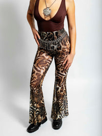 Leopard Mesh Bell Bottoms
