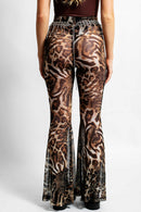 Leopard Mesh Bell Bottoms