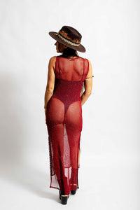 Red Wolfkop Maxi Dress