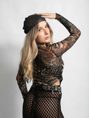 Leopard Mesh Long Sleeve Top
