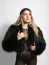 Forest Cropped Fur Jacket