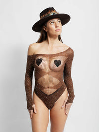 Coco Off Shoulder Rhinestone Body Stocking