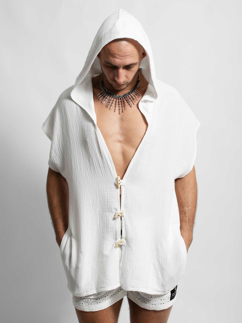 White Pangea Hooded Top