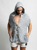 Faded Blue Paisley Pangea Hooded Shirt