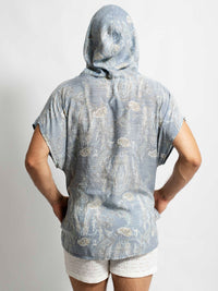 Faded Blue Paisley Pangea Hooded Shirt