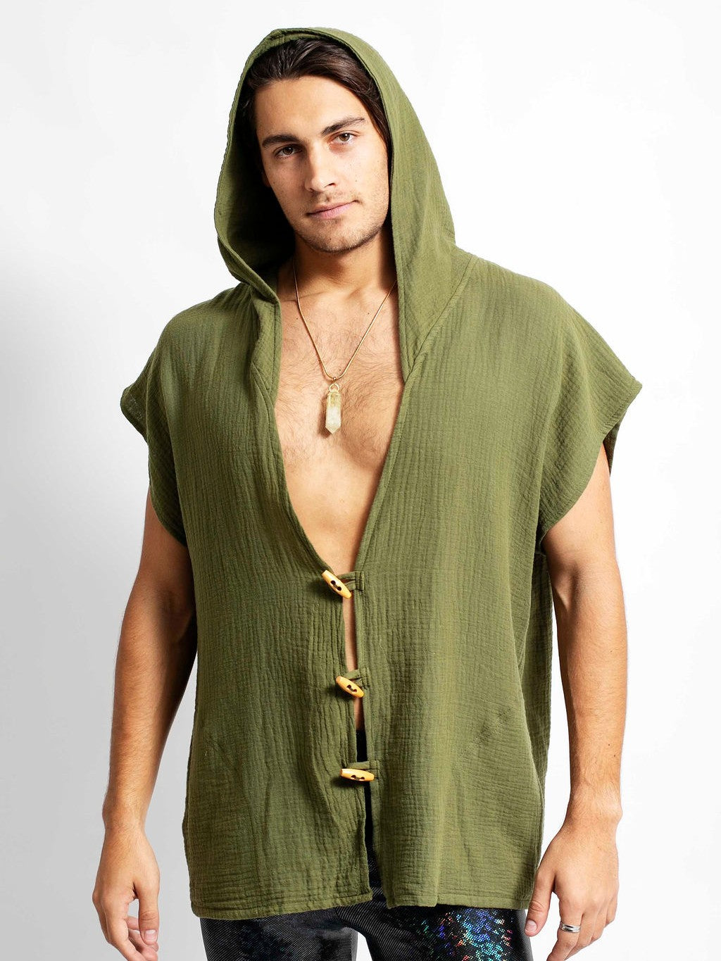 Olive Pangea Hooded Top