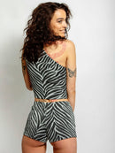 Silver Tiger Off-the-Shoulder Midi Crop Top