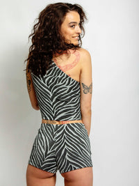 Silver Tiger Off-the-Shoulder Midi Crop Top