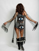 Silver Hali Black Mesh Kimono