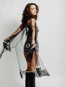Silver Hali Black Mesh Kimono
