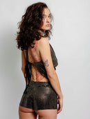 Bronze Cowl Neck Tie Top