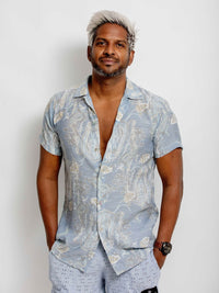 Blue Faded Paisley Shirt