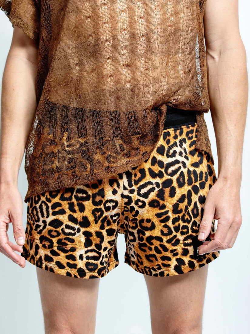 Brown Leopard Shorts