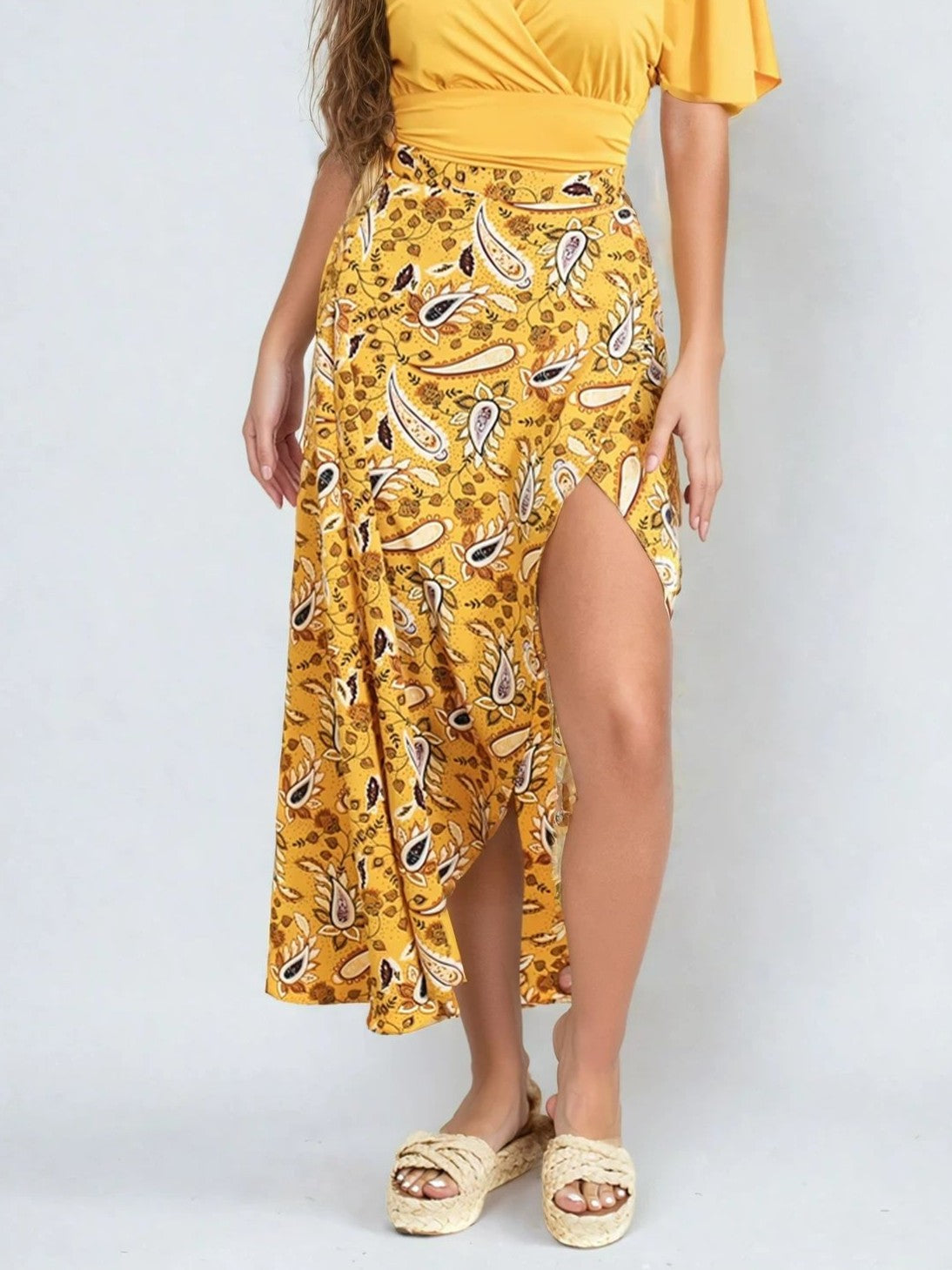 Yellow Wrap Skirts