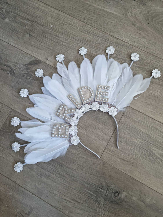 Bride White Feather Crown