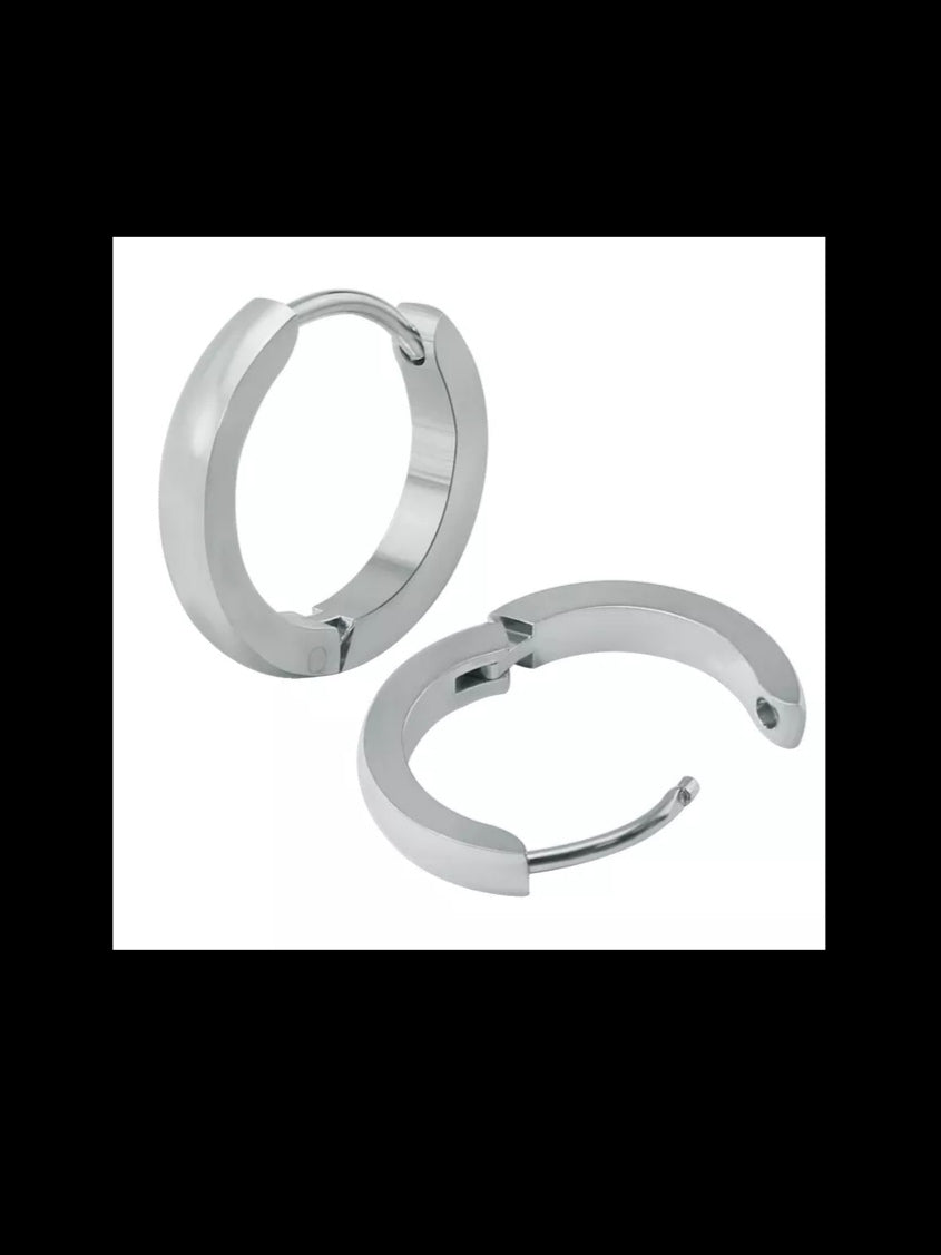 Silver Stainless Steel Hoop Earrings
