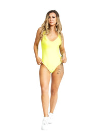 Yellow Retro Low Back Swimsuit